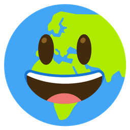 grinning face with big eyes and globe showing Europe-Africa