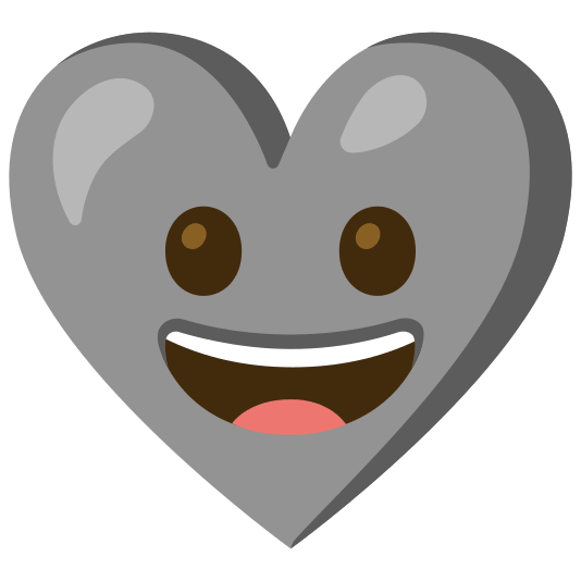 Grinning face with big eyes and Grey heart