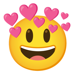 grinning face with big eyes and heart with arrow