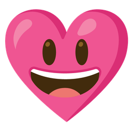 grinning face with big eyes and heart with ribbon