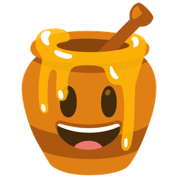 grinning face with big eyes and honey pot