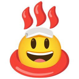 grinning face with big eyes and hot springs