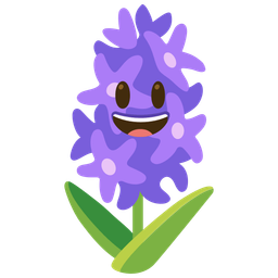 grinning face with big eyes and hyacinth