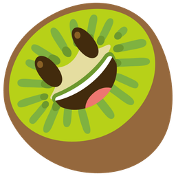 grinning face with big eyes and kiwi fruit