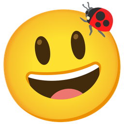 grinning face with big eyes and lady beetle