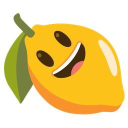 grinning face with big eyes and lemon