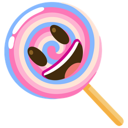 grinning face with big eyes and lollipop