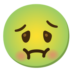 grinning face with big eyes and nauseated face