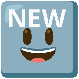 grinning face with big eyes and NEW button