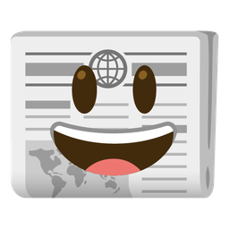 grinning face with big eyes and newspaper