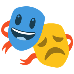 grinning face with big eyes and performing arts