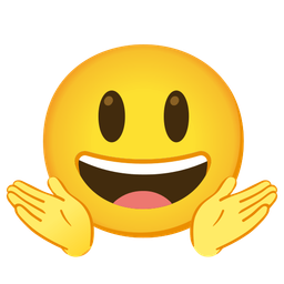 grinning face with big eyes and person shrugging