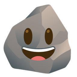 grinning face with big eyes and rock