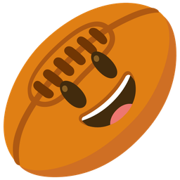 grinning face with big eyes and rugby football