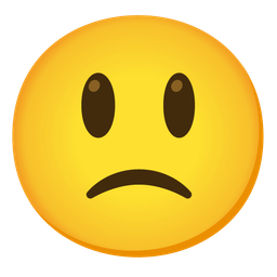 grinning face with big eyes and slightly frowning face