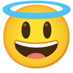 Grinning face with big eyes and Smiling face with halo