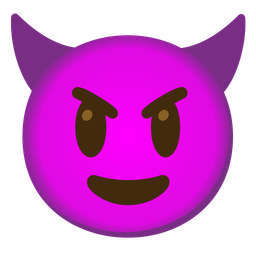 grinning face with big eyes and smiling face with horns