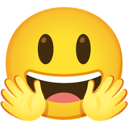 Grinning face with big eyes and Smiling face with open hands