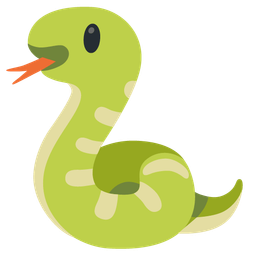 grinning face with big eyes and snake