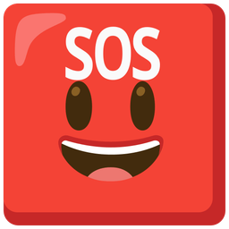 grinning face with big eyes and SOS button