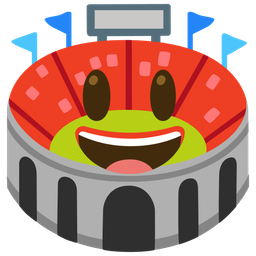 grinning face with big eyes and stadium