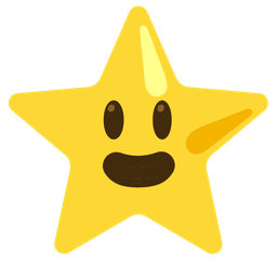 grinning face with big eyes and star