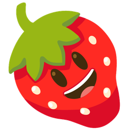 grinning face with big eyes and strawberry