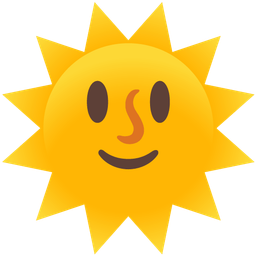 grinning face with big eyes and sun with face