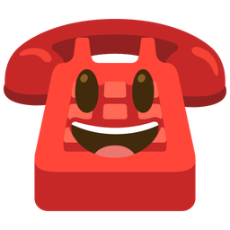 grinning face with big eyes and telephone