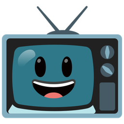 grinning face with big eyes and television