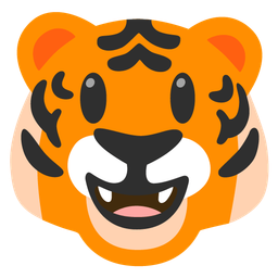 grinning face with big eyes and tiger face