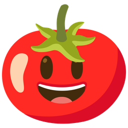 grinning face with big eyes and tomato