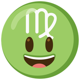 grinning face with big eyes and Virgo