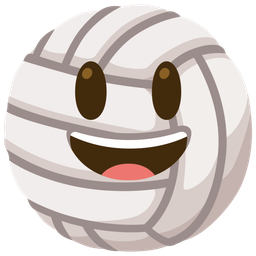 grinning face with big eyes and volleyball