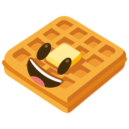 grinning face with big eyes and waffle