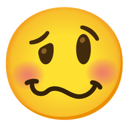 grinning face with big eyes and woozy face