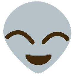 grinning face with smiling eyes and alien