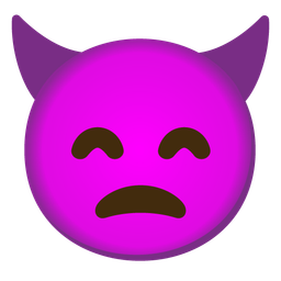 grinning face with smiling eyes and angry face with horns