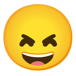 grinning face with smiling eyes and angry face