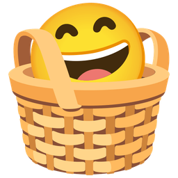 grinning face with smiling eyes and basket