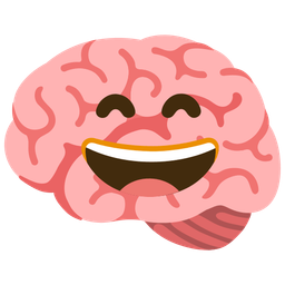 grinning face with smiling eyes and brain