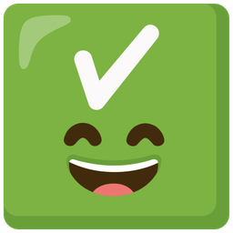 grinning face with smiling eyes and check mark button
