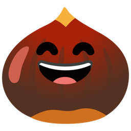 grinning face with smiling eyes and chestnut