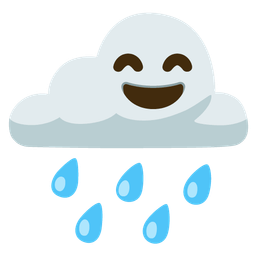 grinning face with smiling eyes and cloud with rain