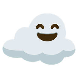 grinning face with smiling eyes and cloud