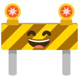 grinning face with smiling eyes and construction