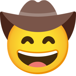 grinning face with smiling eyes and cowboy hat face