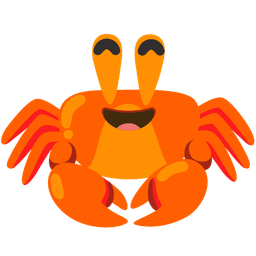 grinning face with smiling eyes and crab