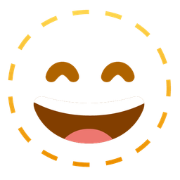 grinning face with smiling eyes and dotted line face