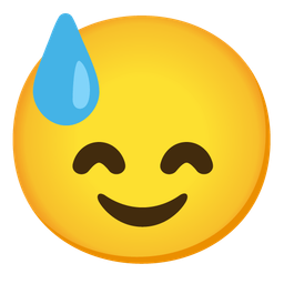 grinning face with smiling eyes and downcast face with sweat